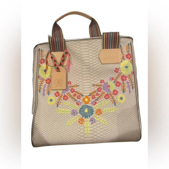 Consuela Bags Consuela Songbird Classic Tote Leather Floral Embroidery Poshmark